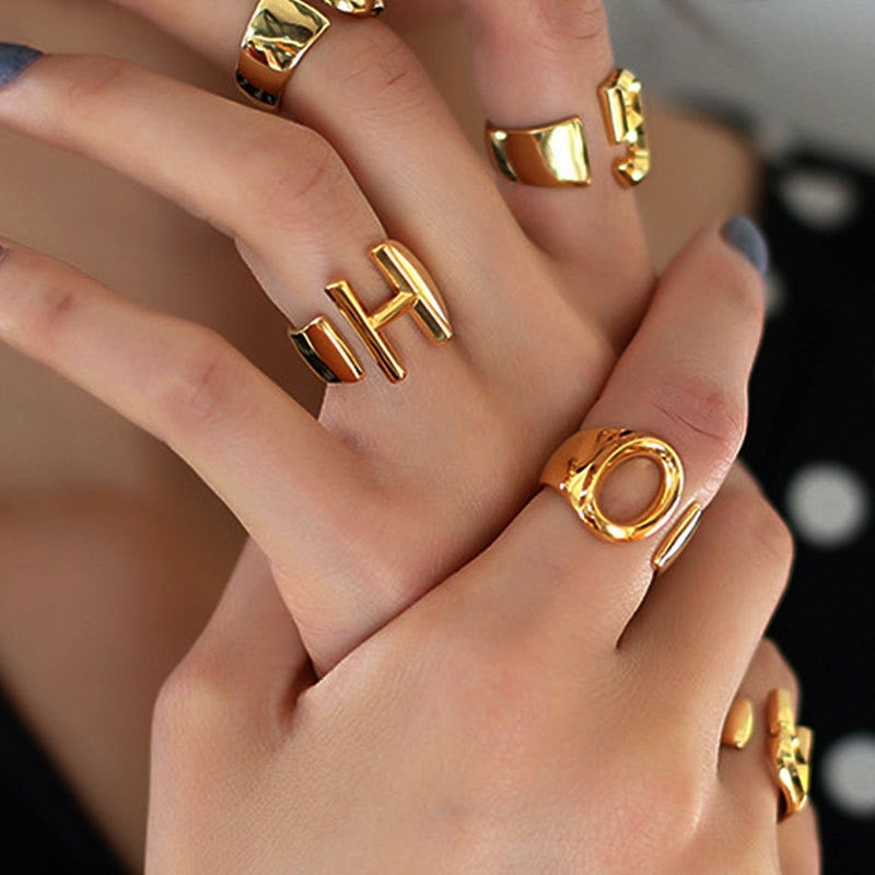 Minimalist Gold Letter Ring