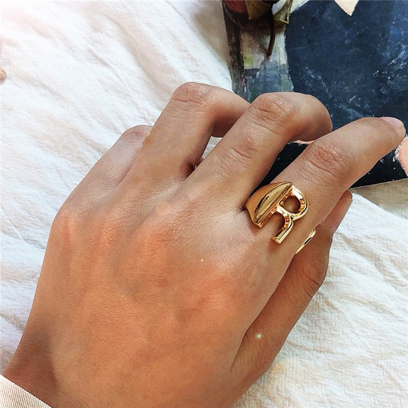 Minimalist Gold Letter Ring