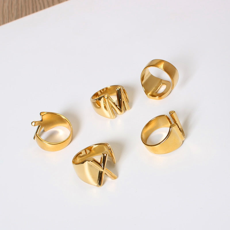 Minimalist Gold Letter Ring