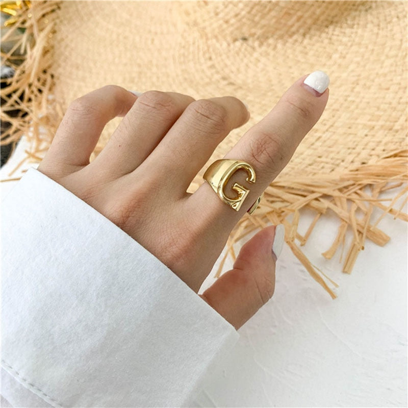 Minimalist Gold Letter Ring