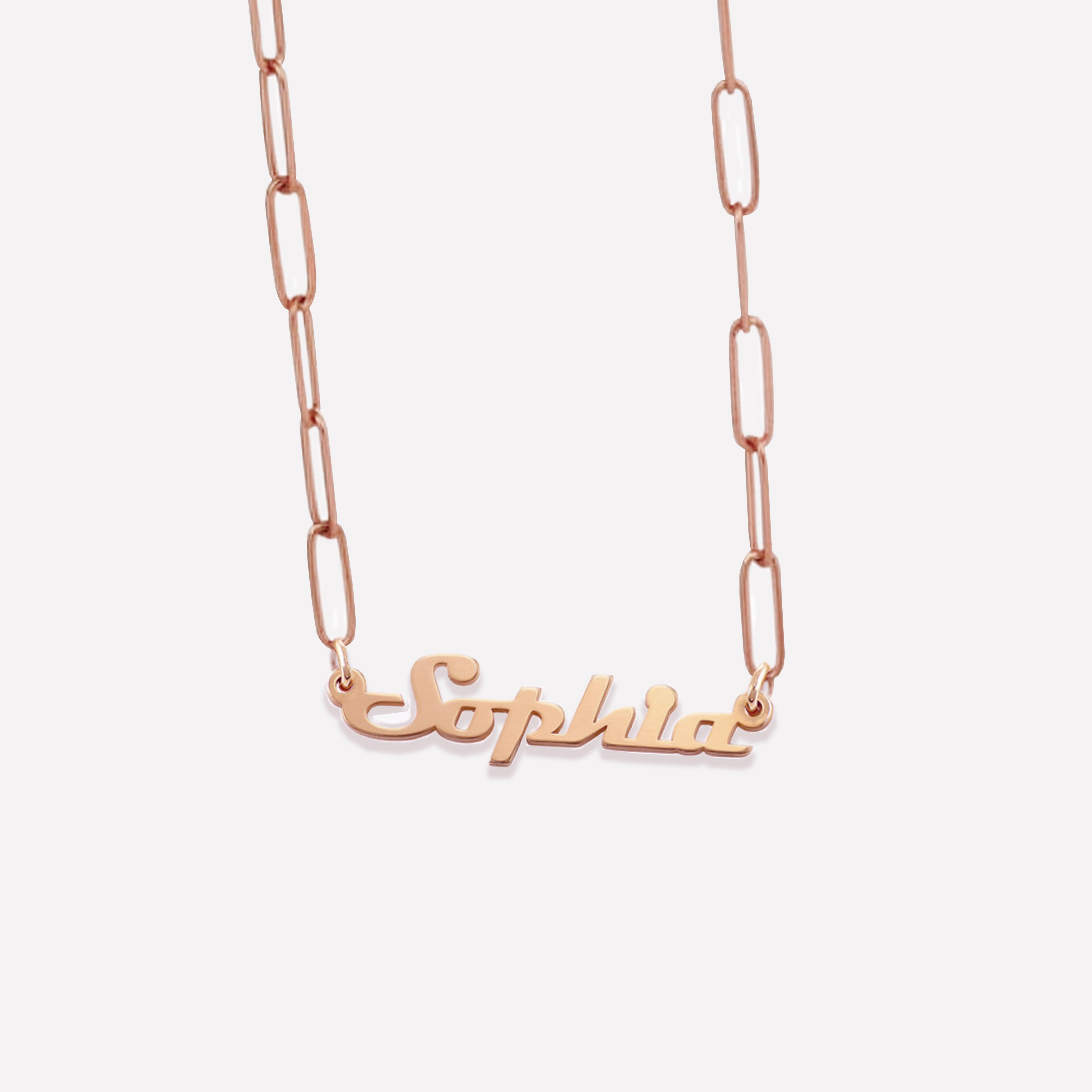 Personalized Paperclip Chain Necklace Engraved Custom Name in