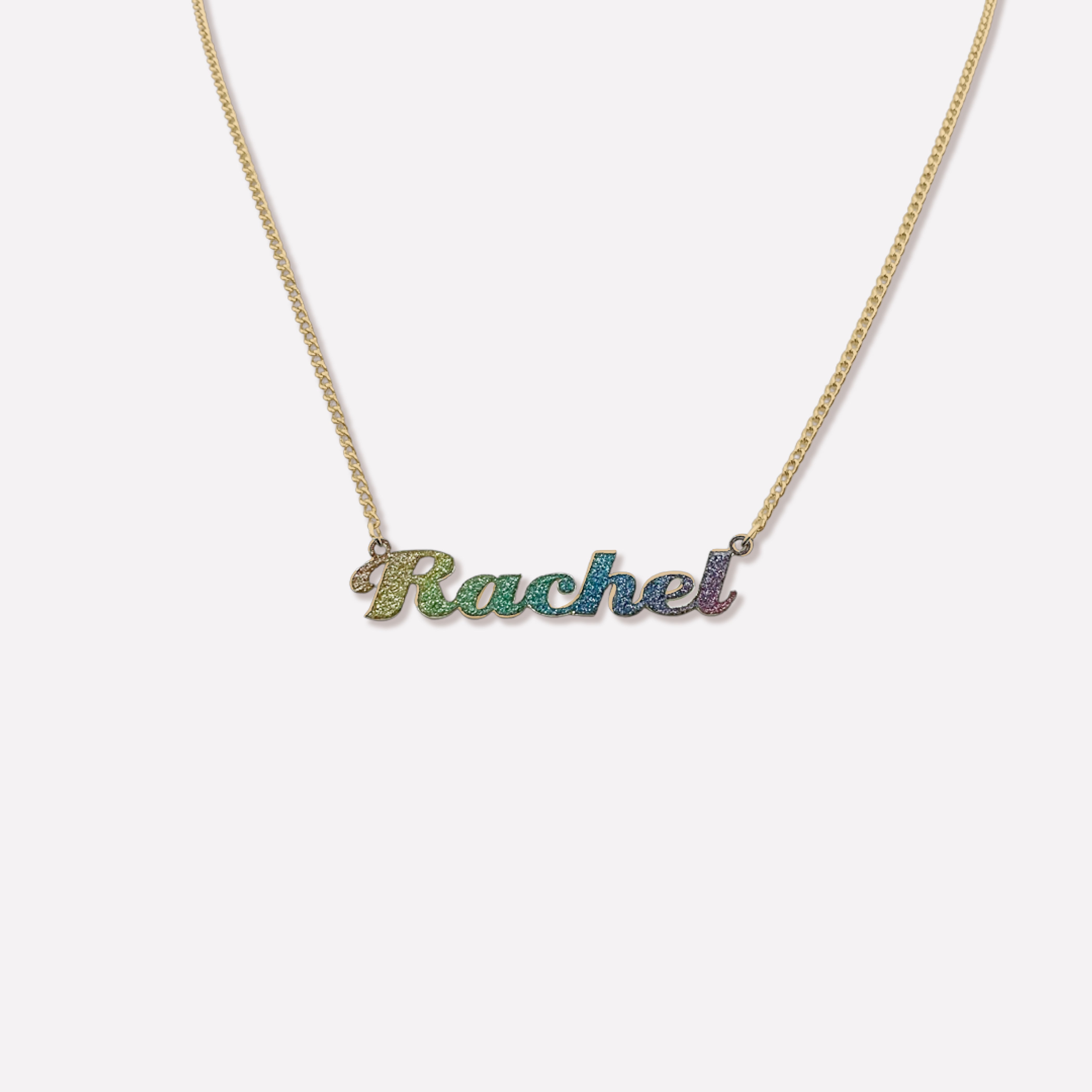 Rainbow Glitter Custom Name Necklace