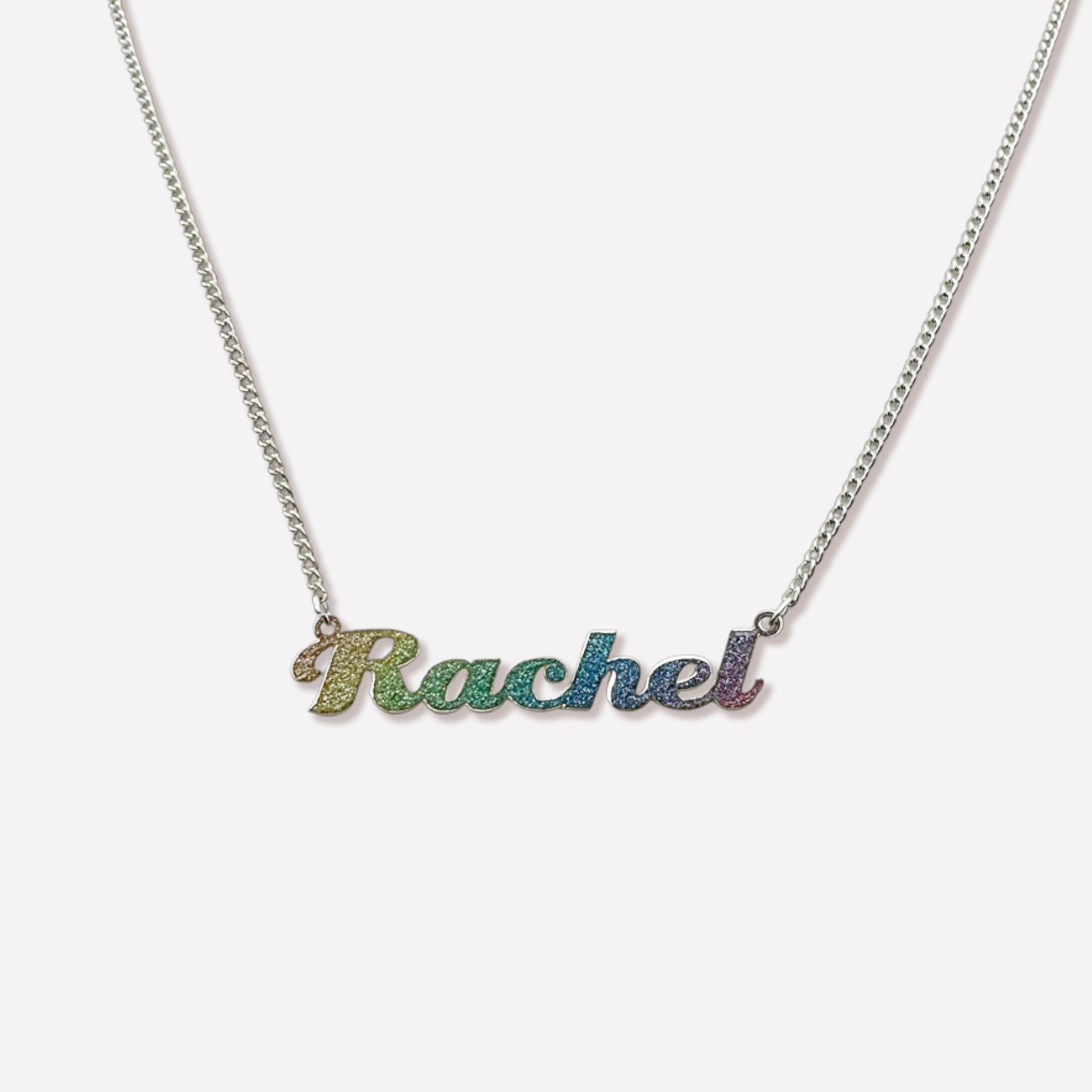 Rainbow Glitter Custom Name Necklace