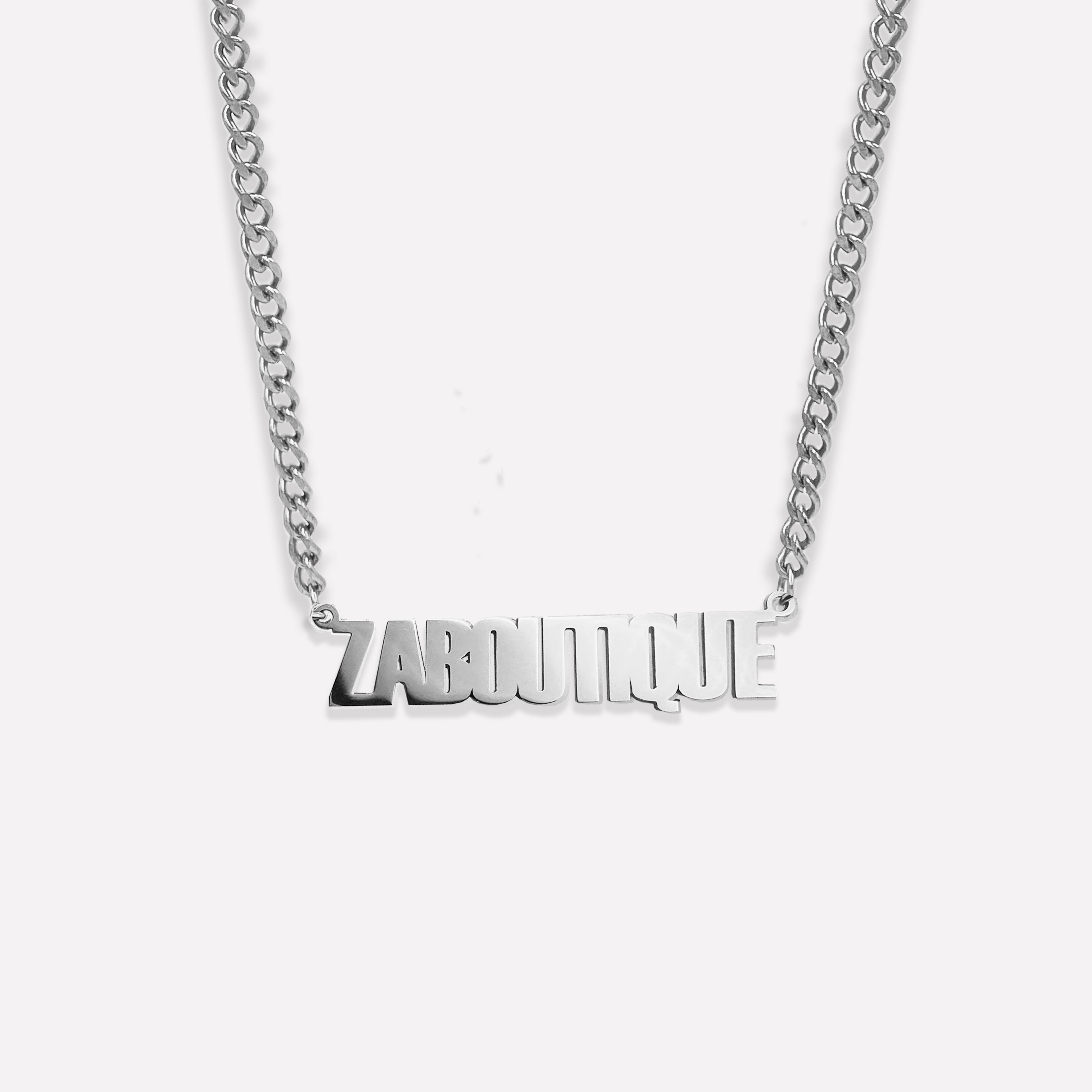 Men's Cuban Link Chain Name Necklace - Stainless Steel Chain