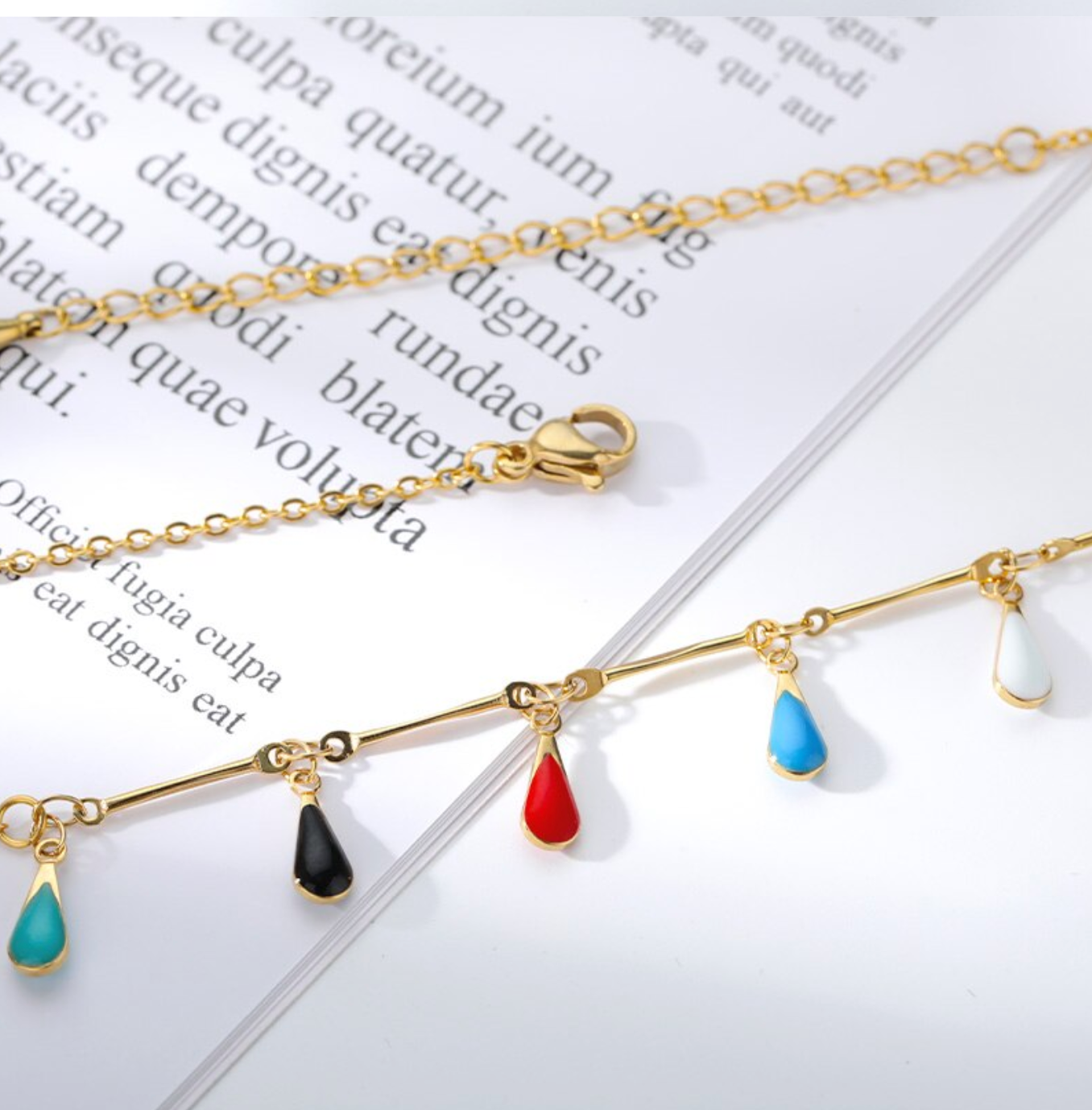 Colorful Stone Drops Chains Necklace