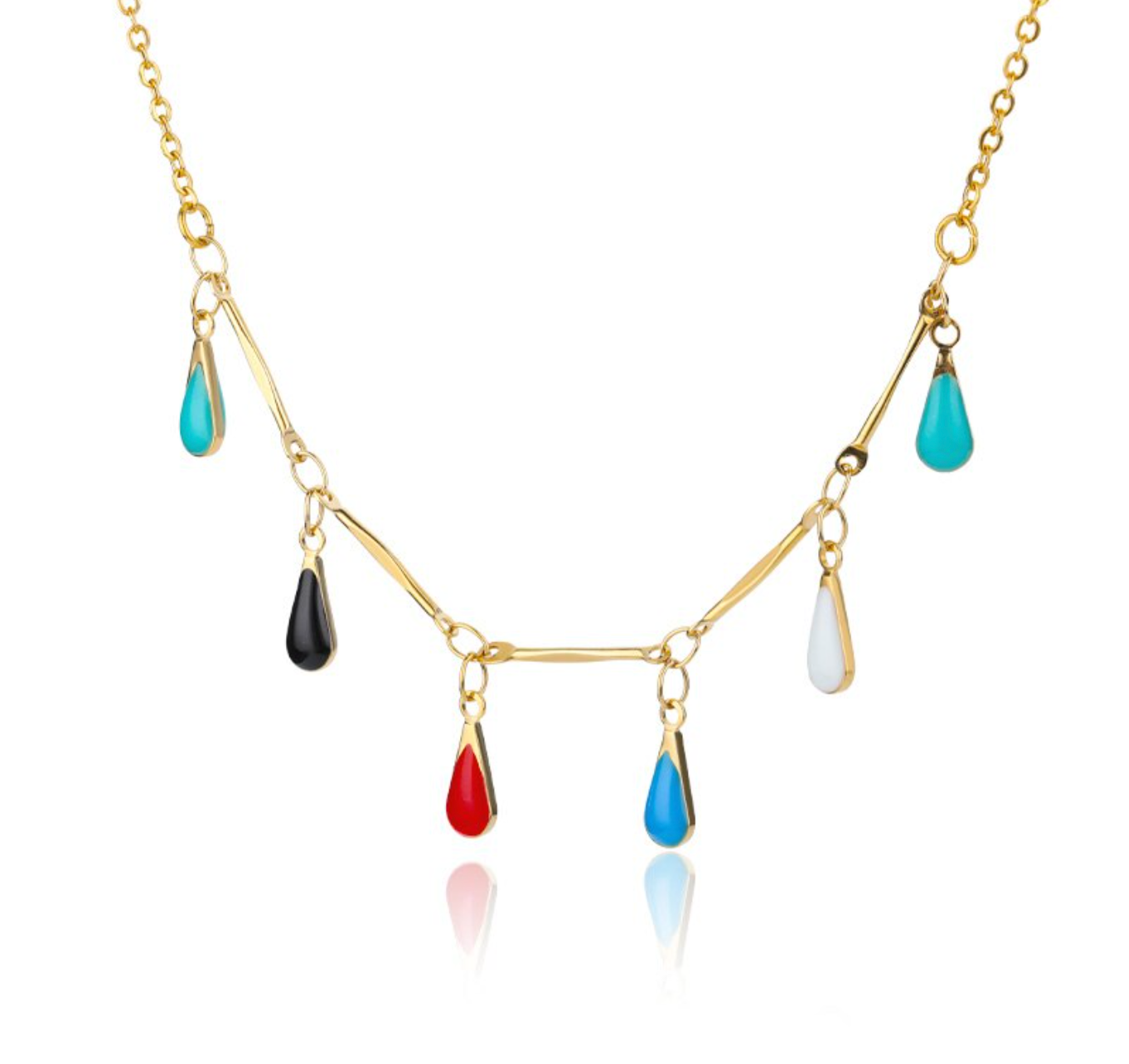 Colorful Stone Drops Chains Necklace