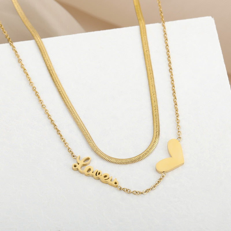 Layered Love Heart Shape Necklace